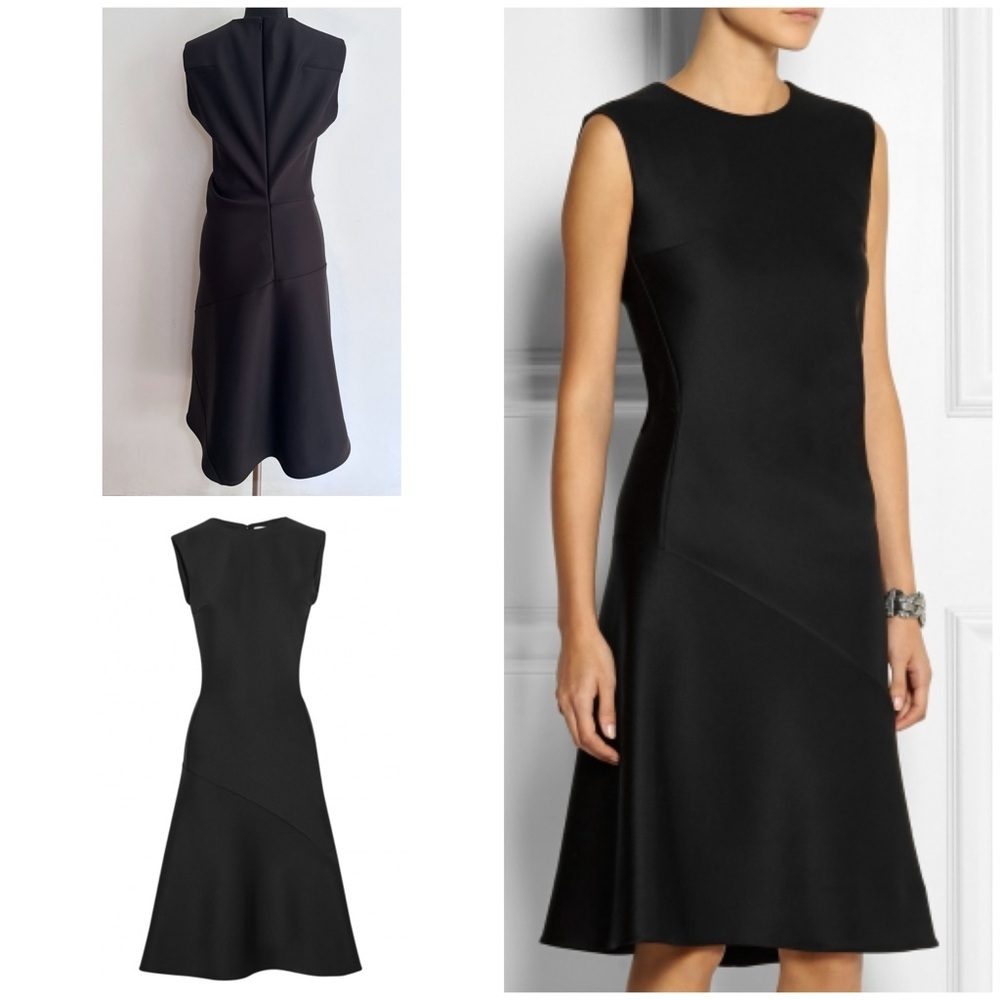 EUC Jil Sander Stretch-Neoprene Elegant Cocktail Party Bridal Black Midi Dress 4